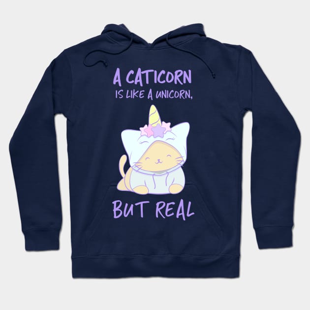 Cute Kitty Cat Unicorn - Kawaii Caticorn Hoodie by Irene Koh Studio